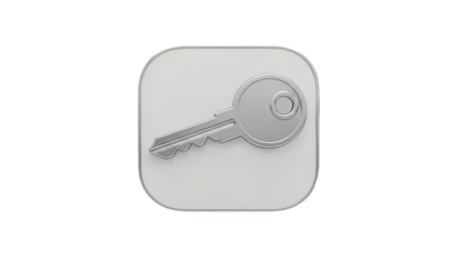 Silver Key Icon on White Background