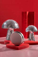 A Vibrant Red and Pink Disco Heart Composition, Modern Romance