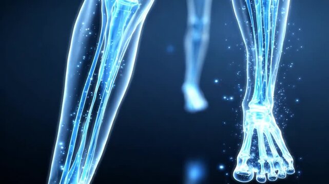 Human Anatomy Visualization: A captivating display of the human skeletal and circulatory systems, rendered in an illuminating blue hue.