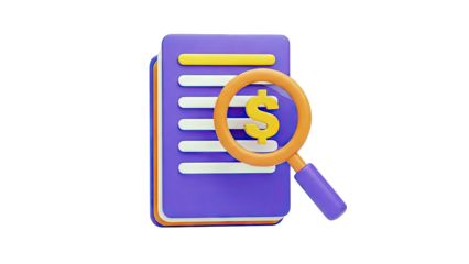 Magnifying Glass Over Dollar Sign on Document