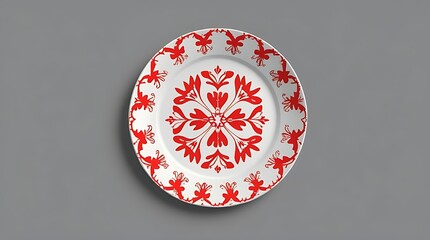 traditional floral mandala pattern on white porcelain plate