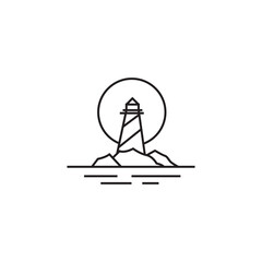 lighthouse logo with line art design style