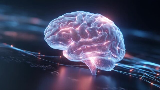 Illuminated Brain: The intricate form of a human brain, bathed in an ethereal glow, represents the boundless realm of human intellect and cognitive functions. 