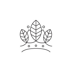 leaf crown logo with line art design style