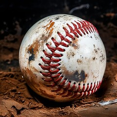 Worn Baseball on Brown Dirt A Symbol of the Game, Competition, and Athleticism in Sport