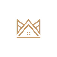 house crown logo with flat vector design style