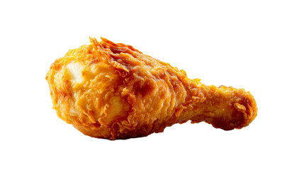 Savory golden fried chicken drumstick perfect for fast food restaurant menus, home cooking recipes, or delectable snack promotions