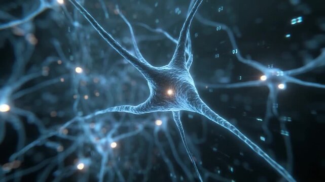 Neurons Network: A captivating visualization unveils a complex network of neurons, the fundamental units of the nervous system, transmitting electrical signals that drive thought and action.