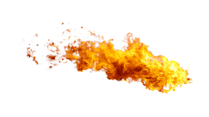 Dynamic bright orange and yellow fire and flame burst with embers and smoke creating a powerful visual for action scenes, special effects, and intense backgrounds