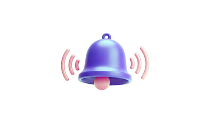 3D Purple Notification Bell with Pink Sound Waves