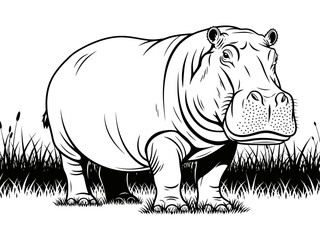 Hippo Grassy Background