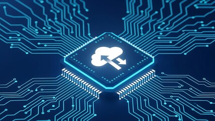 Cloud Computing Microchip Circuit Board Technology.