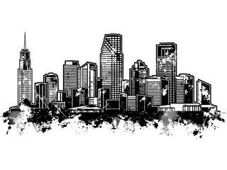Miami Skyline Grunge