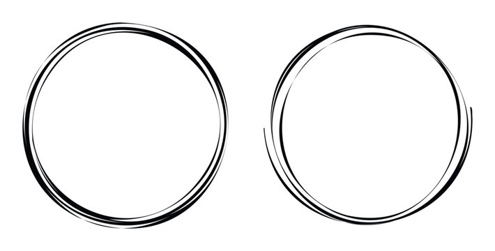 Dynamic handdrawn black circular frames offer a versatile graphic container for contemporary presentations, invitations, promotional materials, and decorative accents