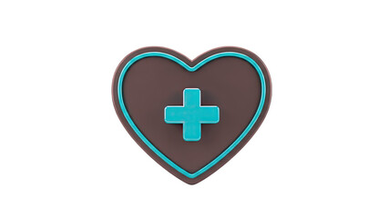 Obraz premium Heart with Cyan Medical Cross Icon