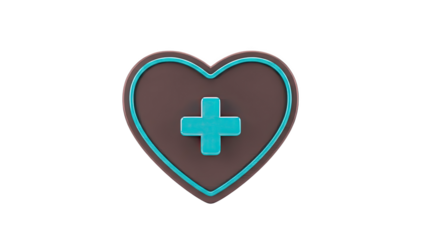 Heart with Cyan Medical Cross Icon