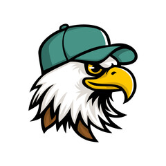 Fototapeta premium illustration of an eagle wearing a cool green cap
