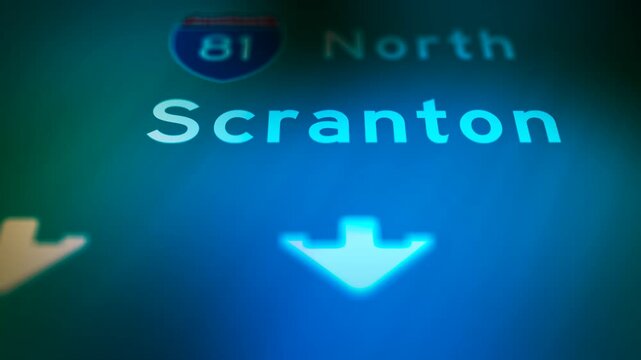 Crime Filler Shot - Cinematic Scranton Pennsylvania Sign at Night