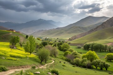 Naklejka premium Afghan scenic landscape nature travel tourism destination Asia vacation advertising promotion mountains deserts valleys travel objects journey adventure tourism marketing concept design poster ads