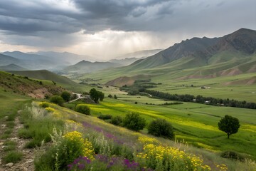 Obraz premium Afghanistan scenic nature travel tourism destination Asia vacation advertising promotion landscape mountains valleys deserts travel equipment journey adventure tourism marketing concept design poster 