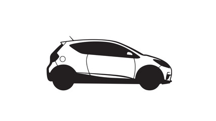 Electric Car Silhouette Modern Minimalist Black White Vector Illustration for Automotive Design