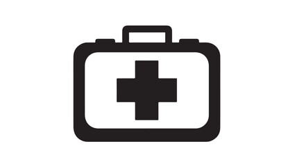 Obraz premium First aid kit icon in simple flat design with black and white color scheme on clean white background for medical symbol