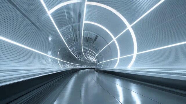Illuminated Tunnel: An abstract and futuristic vision of an illuminated tunnel, where linear lights guide the eye through the interior, adding depth and a sense of movement.