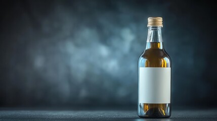 Exquisite extra virgin olive oil bottle elegantly posed against deep dark background ideal for culinary delights and healthy cooking.