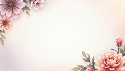 Delicate floral arrangement with pink and purple blooms against a soft neutral background