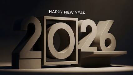 Golden 2024 and 2026 numbers on display celebrating Happy New Year with festive elegance and minimalist design