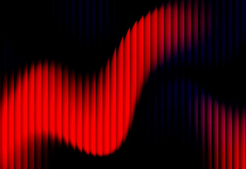 Abstract neon wave with bold red sine ribbon and blue lines on a dark background, conveying energy, motion, digital artistry and futuristic design for striking visual impact