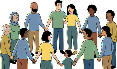 Diverse Group of People Holding Hands in Circle for Community Support