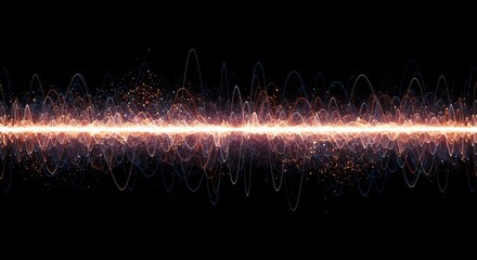 Abstract visualization of complex wave functions creating a vibrant energetic flow and rhythmic light pattern for science and futuristic technology, smooth, ethereal, complexity