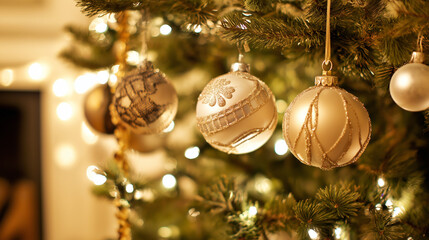 A beautifully decorated tree with glowing ornaments, evoking festive holiday spirit.