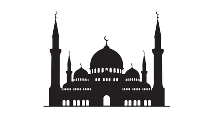 Fototapeta premium Mosque Silhouette in Modern Minimalist Style with Dramatic Black and White Contrast in Vector Illustration for Islamic Cultural Representation
