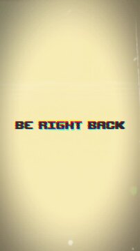 BE RIGHT BACK with a retro glitch and pixel effect. Perfect for livestreams, YouTube content, and intermission breaks, adding a cool vintage aesthetic.