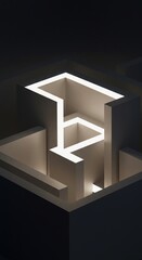 Obraz premium An impossible structural labyrinth of pure light and shadow, featuring extreme perspective shifts and warped dimensional geometry, complex, lines, infinite