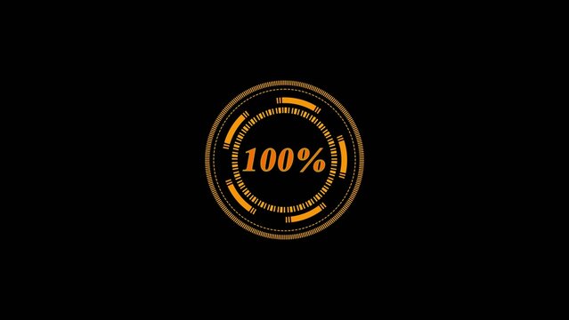 A digital illustration of a golden 100 percent completion gauge on a black background