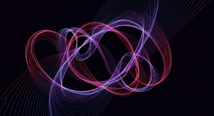 A mesmerizing abstract pattern of flowing, illuminated lines defining complex geometric topology and mathematical spatial bending, rendered, form, futuristic