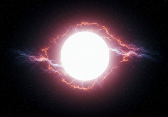 Obraz premium Conceptual visualization of an energy field nullified or absorbed. A spherical blank space against swirling cosmic light, suggesting deep suppression, lack, absence, conceptual