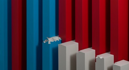 Architectural repetition showing a steady beat broken by a deliberate void, emphasizing negative space and visual flow, geometric, division, systematic