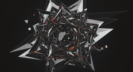 An intricate composition of overlapping shapes and fragmented lines creating an immersive visual experience of chaotic structural breakdown and complexity, conceptual, randomness, confusion