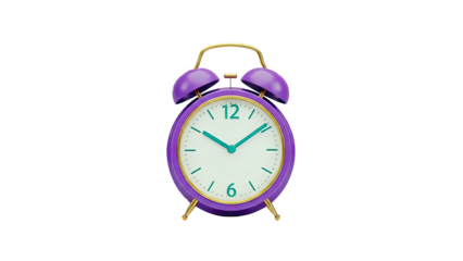 Purple Twin Bell Alarm Clock with Gold Accents