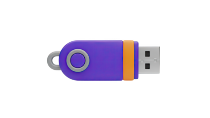 Purple and Orange USB Flash Drive with Keyring Loop