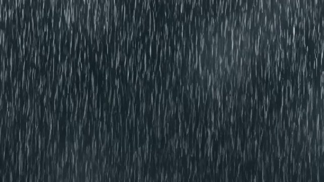 Heavy diagonal rain falling on dark background creating dynamic abstract weather texture with strong motion for cinematic overlay atmospheric video and design use