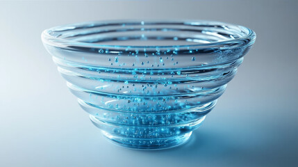 Blue glass funnel processing particles for data analysis and sales conversion concept