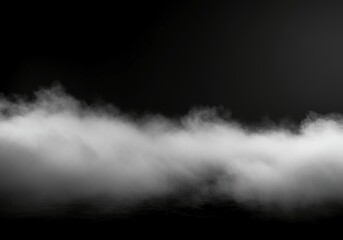 Fototapeta premium Mysterious dense white fog spreading across a dark landscape creating an atmospheric abstract backdrop ideal for copy space and design needs, deep, abstract, cool