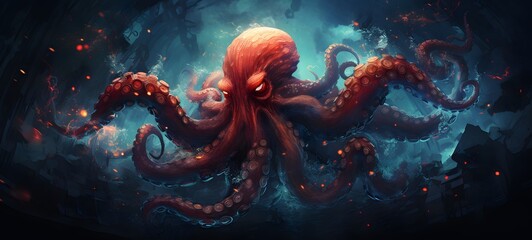 Pointillist grunge design of Kraken Griffin with abstract dotted pattern,generative AI