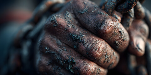 Depiction of hands breaking chains, symbolizing liberation and the abolition of slavery