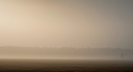 Soft, diffused light washing over a distant landscape obscured by heavy atmospheric haze, creating a peaceful, muted backdrop effect suitable for design, forest, ethereal, fog